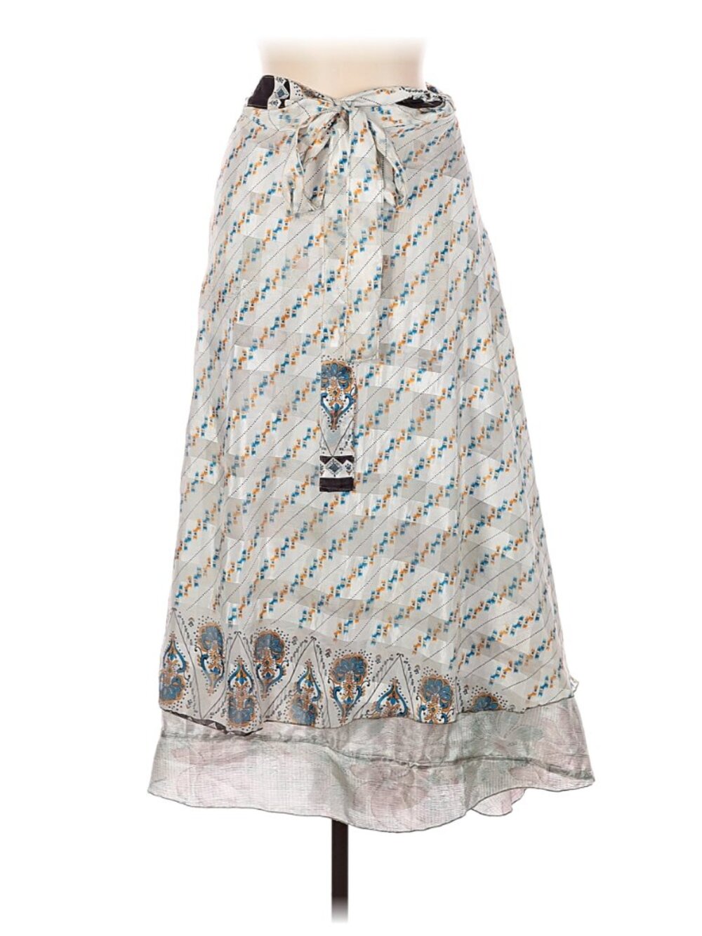 Henna 100% Silk Wrap Skirt - Multi-Colored - One Size - Picture 2 of 7